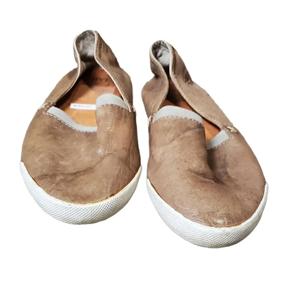 Frye Beige  Leather Slide Slip on Shoes